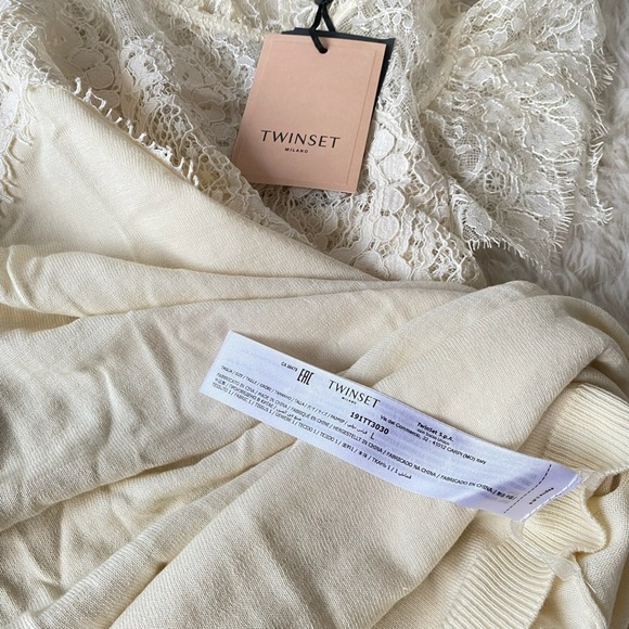 Twin-Set Cream White Lace Dress Size L NWT - Picture 11 of 14